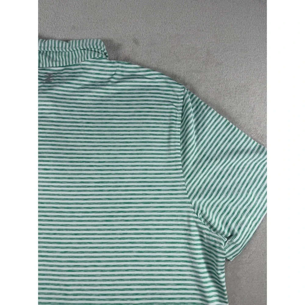 IZOD Golf Polo Shirt Mens‎ Large Green White Striped Short Sleeve Performance